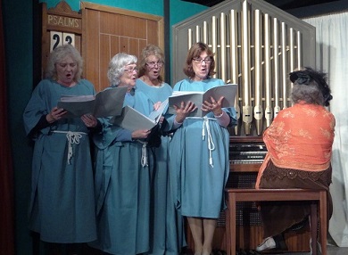 The village choir added some class to the wedding scene